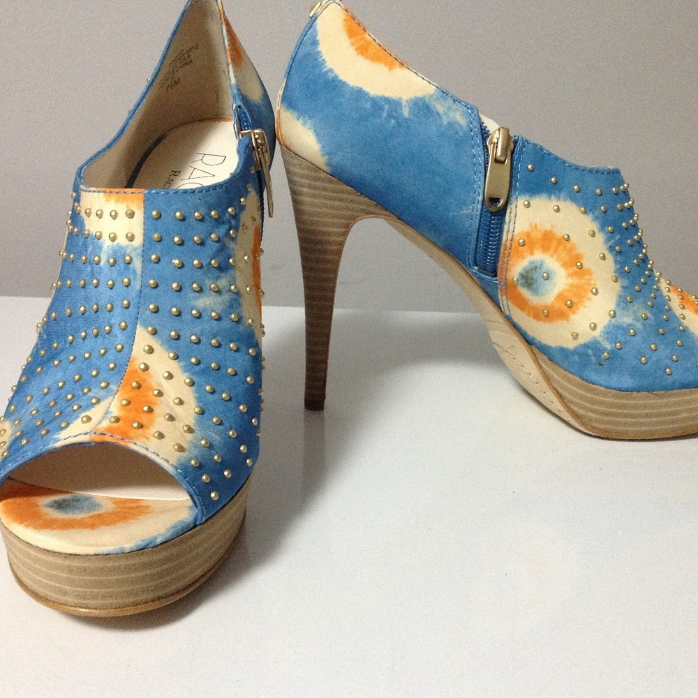 Rachel Roy Keiko Open Toe Ankle Boot Blue Size 7.5
